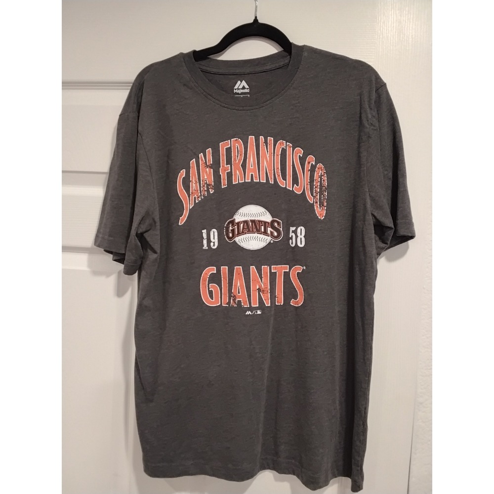 Majestic San Francisco Giants Gray T Shirt Size Large Baseball Fan Gear